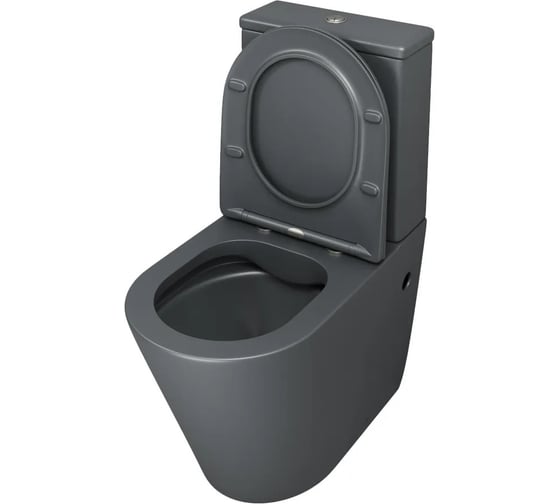 Унитаз напольный Grossman Color 620*365*810 мм, серый матовый, безободковый, с тонкой крышкой, 2 места GR-4480GMS