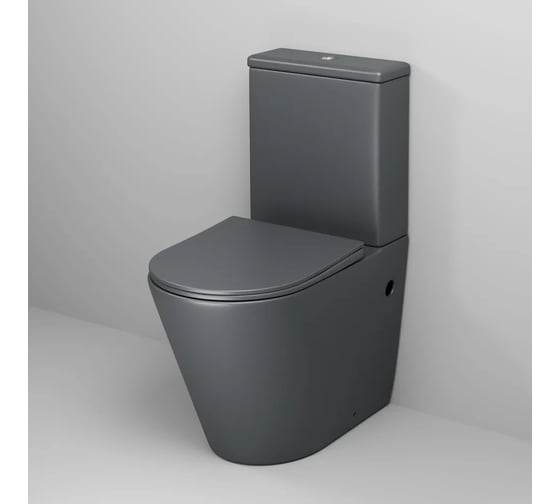 Унитаз напольный Grossman Color 620*365*810 мм, серый матовый, безободковый, с тонкой крышкой, 2 места GR-4480GMS