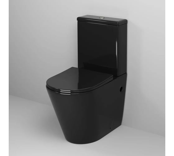 Унитаз напольный Grossman Color 620*365*810 мм, черный, безободковый, с тонкой крышкой, 2 места GR-4480BS