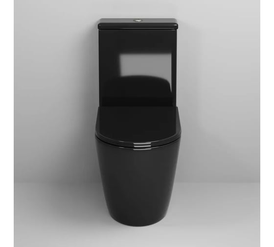 Унитаз напольный Grossman Color 620*365*810 мм, черный, безободковый, с тонкой крышкой, 2 места GR-4480BS