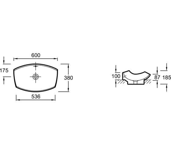 Накладная раковина JACOB DELAFON LEAF E1186-00 60х38 см 00000012397
