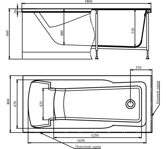Акриловая ванна TIMO HELLA 1800х800х630 HELLA1880