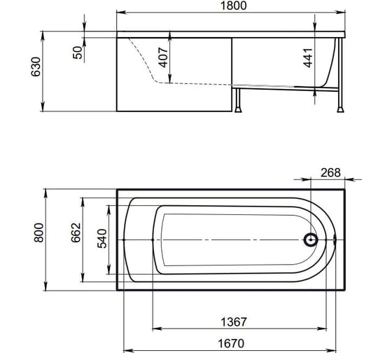 Акриловая ванна TIMO MIKA 1800х800х580 MIKA1880