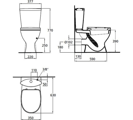 Напольный унитаз-компакт IDEAL STANDARD Ocean Junior W904401 W300201 00000010646