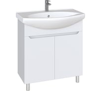 Комплект: Тумба Sanstar Bianco 75, без ящиков, белая, мебельный умывальник Стиль 75 140.1-1.5.1.К