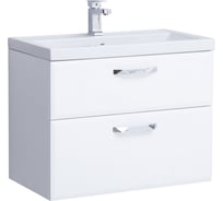 Комплект: Подвесная тумба Sanstar Cristal 80, 2 ящика, белый, умывальник Фостер 80 78.1-1.5.1.K