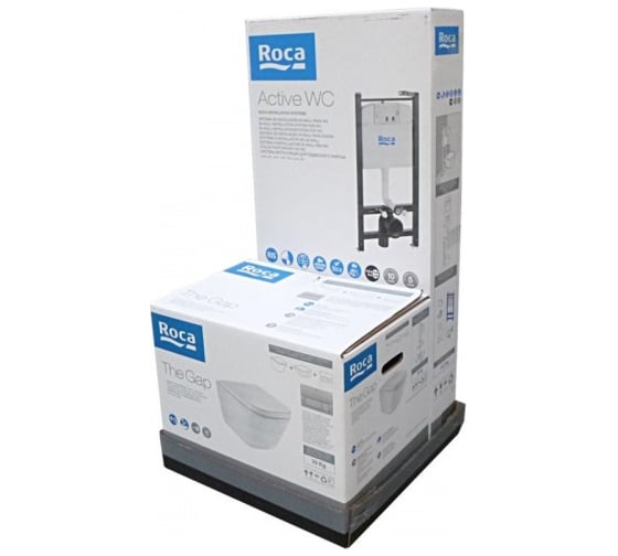 Подвесной унитаз ROCA 893104100 ПЭК Gap безободковый, инсталляция, кнопка, сиденье 00000056745