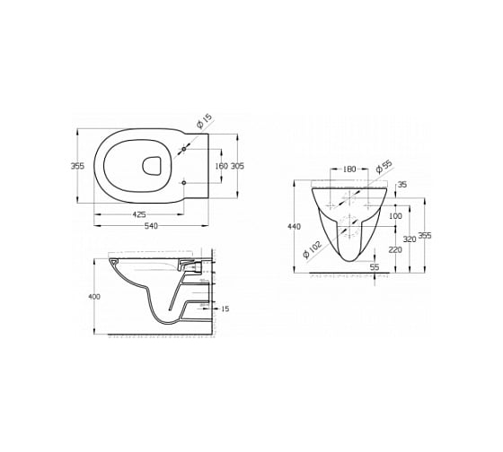 Подвесная чаша ROCA Debba 346998000 Round Rimless 00000071702