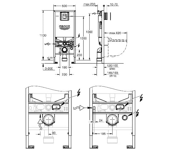 Rомплект 3 в 1 для подвесного унитаза Grohe Rapid SLX 39603000