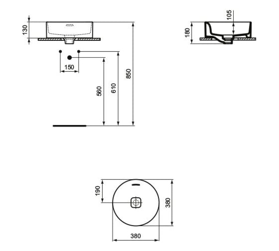Умывальник IDEAL STANDARD T292901 STRADA II Round Vessel 00000067169