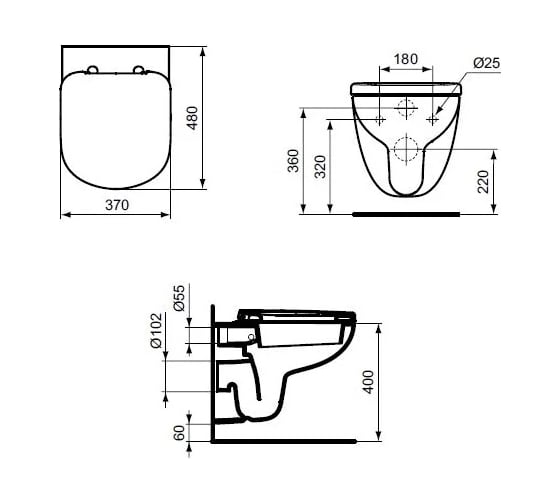 Унитаз подвесной IDEAL STANDARD T328801 Tempo короткая проекция 00000035925