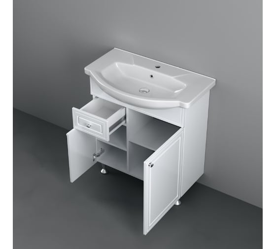 База на ножках с раковиной RedBluby Damixa 75 см, два ящика Palace One M41-FSX0753WG-WCC075