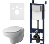 Комплект инсталляция AM.PM Sense с клавишей, безободковый унитаз, сиденье микролифт IS301.741700