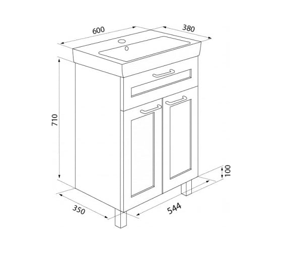 Тумба с умывальником для ванной комнаты IDDIS Sena 60 см SEN60W2i95K