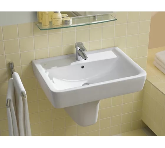 Раковина GEBERIT Renova Nr.1 Plan с отводом, с переливом 550x440 мм 00000046158 500.764.01.2