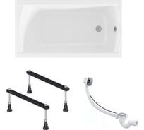 Акриловая ванна 1Marka 140х70 см MODERN в наборе 3 в 1: прямоугольная металлические ножки, слив-перелив хром 01мод1470кс1