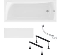 Ванна акриловая 1Marka 165х70 см MODERN в наборе 4 в 1: прямоугольная ванна, фронтальная панель, металлические ножки, слив-перелив хром 0 01мод16571кс+