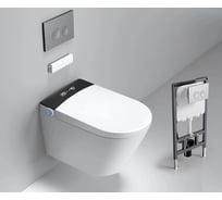 Электронный унитаз-биде подвесной Timo с инсталляцией и черной матовой кнопкой TE-751B