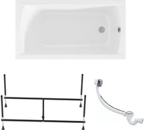 Акриловая ванна 1Marka 130х70 см MODERN в наборе 3 в 1: прямоугольная усиленный металлический каркас, слив-перелив хром 01мод1370кс2+