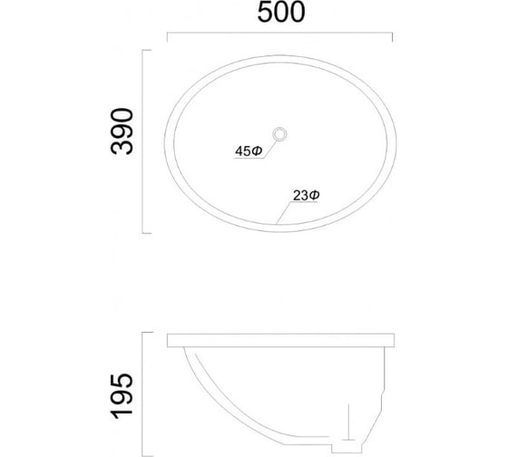 Раковина Maison 510x440x190 подклеиваемая MD456-51