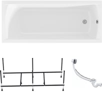 Акриловая ванна 1Marka 150х75 см MODERN в наборе 3 в 1: прямоугольная усиленный металлический каркас, слив-перелив хром 01мод1575кс2+