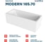 Акриловая ванна 1Marka 165х70 см MODERN в наборе 3 в 1: прямоугольная усиленный металлический каркас, слив-перелив хром 01мод16570кс2+ 22
