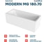 Акриловая ванна 1Marka 180х70 см MODERN в наборе 3 в 1: прямоугольная усиленный металлический каркас, слив-перелив хром 01мод1870кс2+ 21