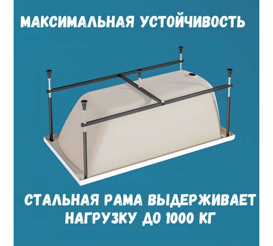 Акриловая ванна 1Marka 130х70 см MODERN в наборе 4 в 1: прямоугольная фронтальная панель, усиленный металлический каркас, слив-перелив хром 01мод1370кп