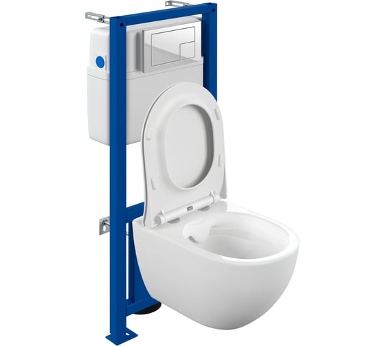 Комплект Cersanit BRASKO SMART CO DPL EO slim инсталляция LINK PRO, кнопка CORNER пластик белый 68294
