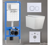 Комплект 3 в 1 IBERICA BLANCA инсталляция, унитаз безободковый белый TOLEDO ALTO (IB.TLA.231.1B1), клавиша смыва белый глянцевый,пластик ESTI-Q (IB.B083.001.000) IB001.TLA.231.831