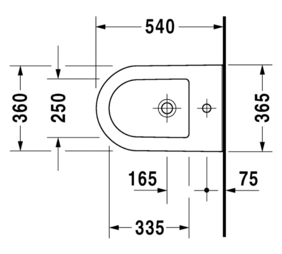 Подвесное биде DURAVIT 2249150000 DARLING NEW 370x540 мм, с переливом 00000023740