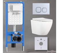 Комплект 3 в 1 IBERICA BLANCA инсталляция, унитаз торнадо безободковый белый BILBAO ALTO (IB.BLA.234.1B1), клавиша смыва хром матовый, пластик ESTI-Q (IB.B083.004.002) IB001.BLA.234.834