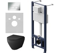 Инсталляция с клавишей AM.PM Pro S глянц хром с подвес унит Spirit V2.0 FlashClean черн мат IS47051.701700MB