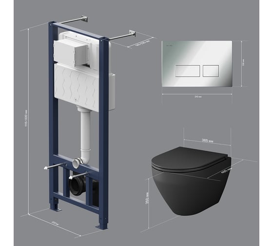 Инсталляция с клавишей AM.PM Pro S глянц хром с подвес унит Spirit V2.0 FlashClean черн мат IS47051.701700MB