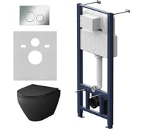 Инсталляция с клавишей AM.PM Pro L глянц хром с подвес унит Spirit V2.0 FlashClean черн мат IS49051.701700MB