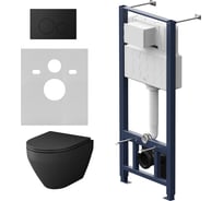 Инсталляция с клавишей AM.PM Pro L чёрн матовый с подвесным унитазом Spirit V2.0 FlashClean черн мат IS49038.701700MB