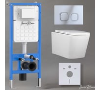 Комплект 3 в 1 Iberica Blanca инсталляция, унитаз торнадо безободковый белый TOLEDO ALTO (IB.TLA.234.1B1), клавиша смыва хром глянцевый, пластик ESTI-Q (IB.B083.003.002), IB001.TLA.234.833