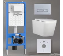 Комплект 3 в 1 Iberica Blanca инсталляция, унитаз торнадо безободковый белый TOLEDO ALTO (IB.TLA.234.1B1), клавиша смыва хром матовый, пластик ESTI-R (IB.B021.004.000), IB001.TLA.234.214