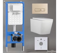 Комплект 3 в 1 Iberica Blanca инсталляция, унитаз торнадо безободковый белый TOLEDO ALTO (IB.TLA.234.1B1), клавиша смыва золото матовое, пластик ESTI-R (IB.B021.005.000), IB001.TLA.234.215