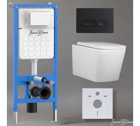 Комплект 3 в 1 Iberica Blanca инсталляция, унитаз торнадо безободковый белый TOLEDO ALTO (IB.TLA.234.1B1), клавиша смыва черный матовый, пластик ESTI-R (IB.B021.002.000), IB001.TLA.234.212