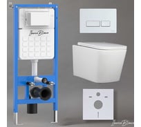 Комплект 3 в 1 Iberica Blanca инсталляция, унитаз торнадо безободковый белый TOLEDO ALTO (IB.TLA.234.1B1), клавиша смыва белый глянцевый, пластик ESTI-R (IB.B021.001.000), IB001.TLA.234.211