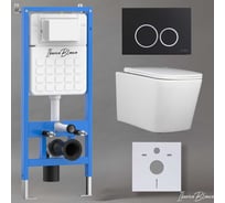 Комплект 3 в 1 Iberica Blanca инсталляция, унитаз торнадо безободковый белый TOLEDO ALTO (IB.TLA.234.1B1), клавиша смыва черный матовый, пластик ESTI-O (IB.B082.002.000), IB001.TLA.234.822