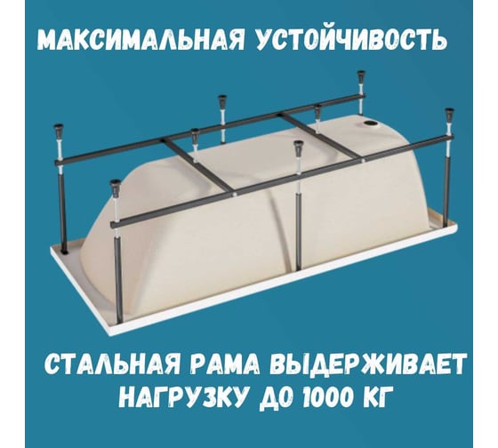 Акриловая ванна 1Marka 170х70 см MODERN в наборе 3 в 1: прямоугольная усиленный металлический каркас, слив-перелив хром 01мод1770кс2+
