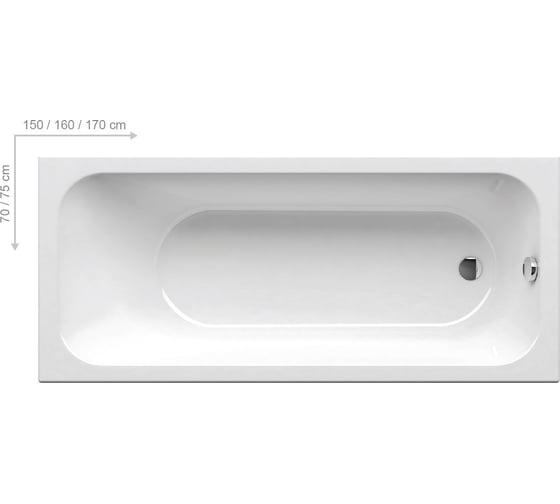 Ванна RAVAK CHROME SLIM 150x70 белая C721300000
