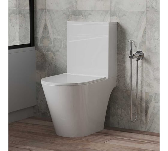 Унитаз-компакт Paini URBATEC 605x370x800 мм Rimless Nove, с сиденьем, выпуск Vario, белый глянец 61625