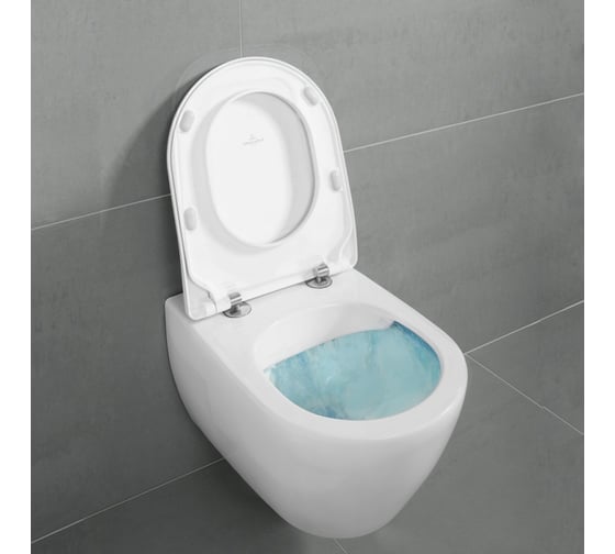 Подвесной безободковый унитаз Villeroy & Boch Subway 2.0 с крышкой-сиденьем Slimseat 5614R201