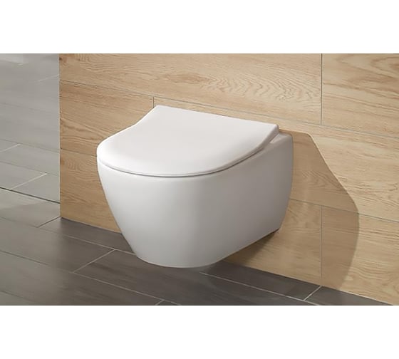 Подвесной безободковый унитаз Villeroy & Boch Subway 2.0 с крышкой-сиденьем Slimseat 5614R2R1