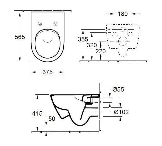 Подвесной безободковый унитаз Villeroy & Boch Subway 2.0 с крышкой-сиденьем Slimseat 5614R2R1