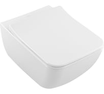 Подвесной безободковый унитаз Villeroy & Boch Legato alpin, с крышкой-сиденьем SlimSeat 5663RL01