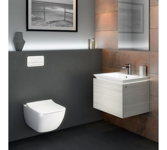 Подвесной безободковый унитаз Villeroy & Boch Legato alpin, с крышкой-сиденьем SlimSeat 5663RL01